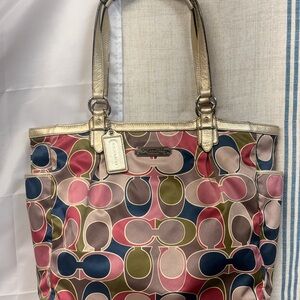 Coach Multicolor Tote with Gold Accents